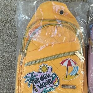 Yellow Quilted Patch Accent Sling Bag